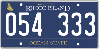 RI license plate 054333
