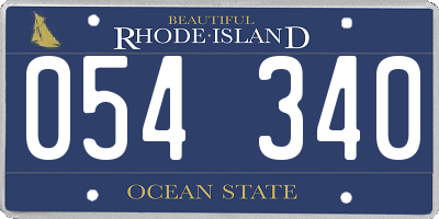 RI license plate 054340