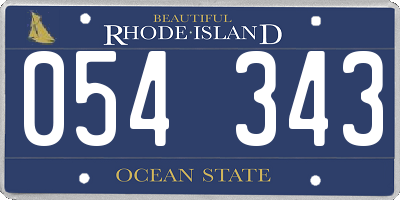 RI license plate 054343
