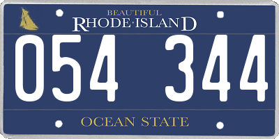 RI license plate 054344