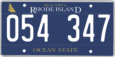 RI license plate 054347