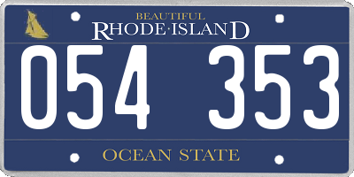 RI license plate 054353