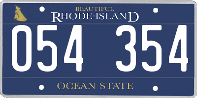 RI license plate 054354