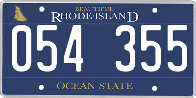 RI license plate 054355