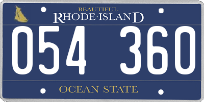 RI license plate 054360