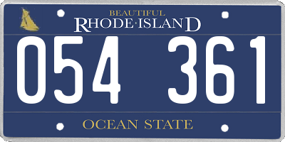 RI license plate 054361