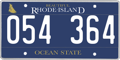 RI license plate 054364