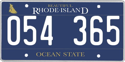 RI license plate 054365