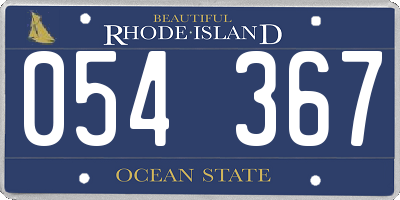 RI license plate 054367