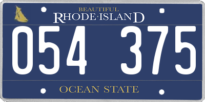 RI license plate 054375