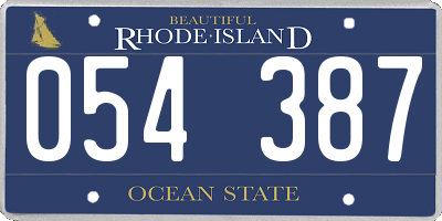 RI license plate 054387