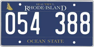 RI license plate 054388