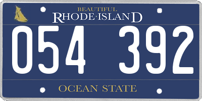 RI license plate 054392