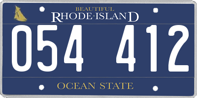 RI license plate 054412