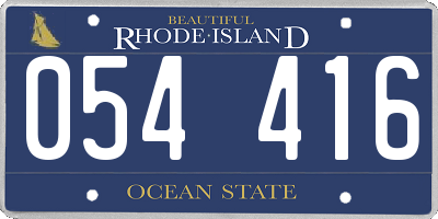 RI license plate 054416