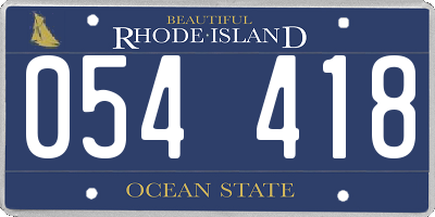 RI license plate 054418