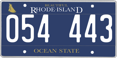 RI license plate 054443