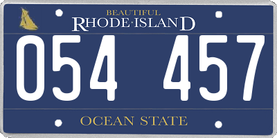 RI license plate 054457