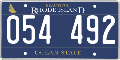 RI license plate 054492