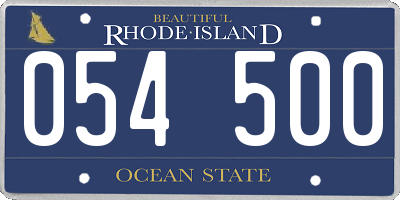RI license plate 054500