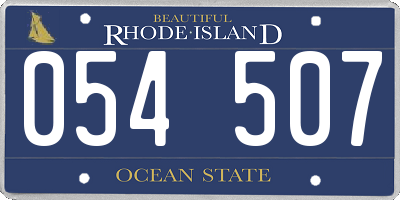 RI license plate 054507