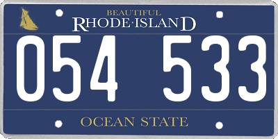 RI license plate 054533
