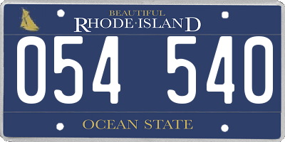 RI license plate 054540