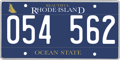 RI license plate 054562