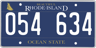 RI license plate 054634