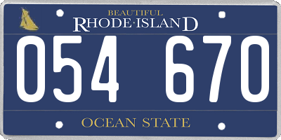 RI license plate 054670