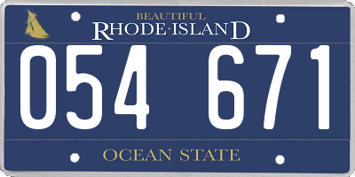 RI license plate 054671