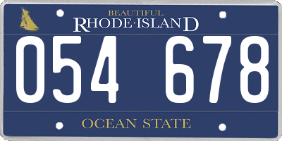 RI license plate 054678