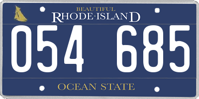 RI license plate 054685