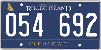 RI license plate 054692