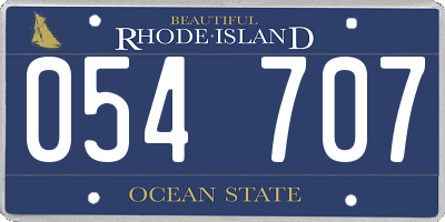 RI license plate 054707