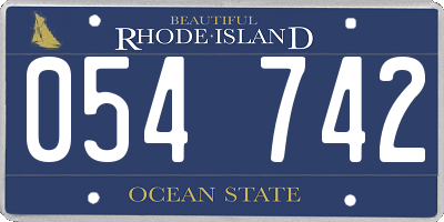 RI license plate 054742