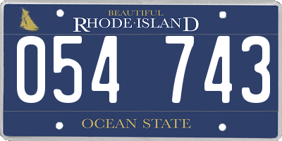 RI license plate 054743