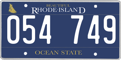 RI license plate 054749