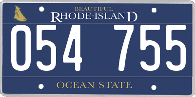 RI license plate 054755