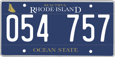 RI license plate 054757