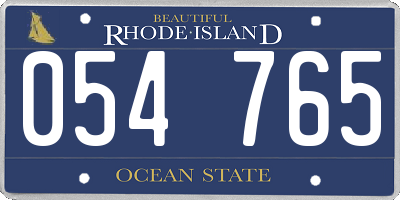 RI license plate 054765