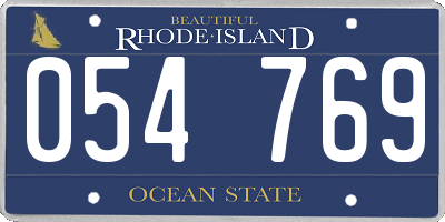 RI license plate 054769