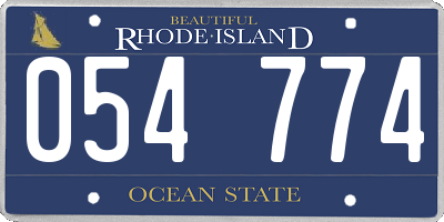 RI license plate 054774