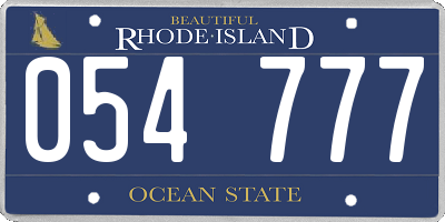 RI license plate 054777