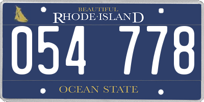 RI license plate 054778