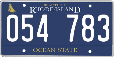 RI license plate 054783