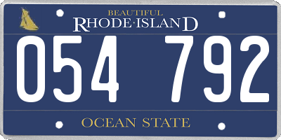 RI license plate 054792