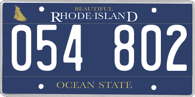 RI license plate 054802