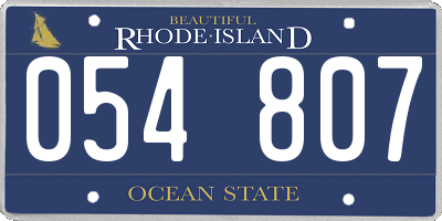 RI license plate 054807