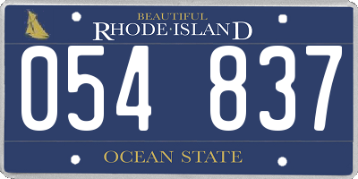 RI license plate 054837